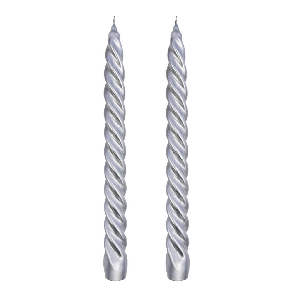 VELAS PARA CASTIÇAL TWIST PRATA 25 CM - 02 UNIDADES