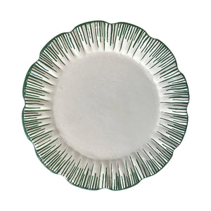 PRATO RASO CERÂMICA FEITO À MÃO BLOSSOM VERDE NATAL