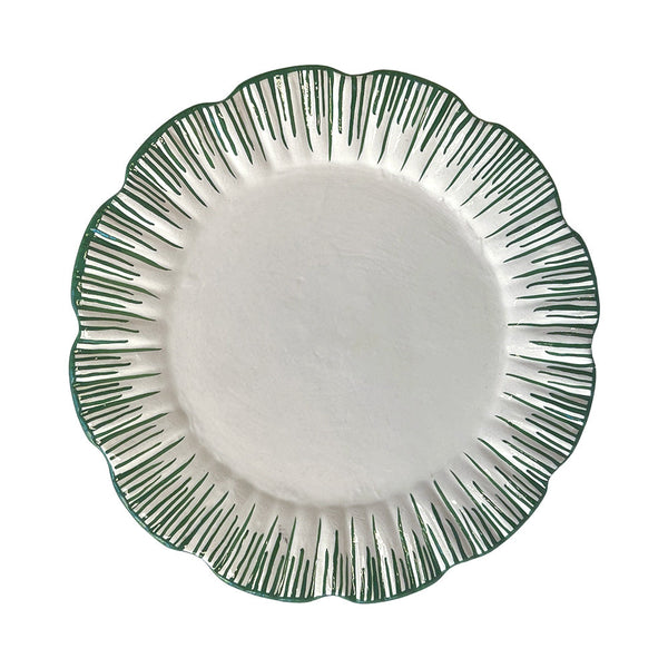 PRATO RASO CERÂMICA FEITO À MÃO BLOSSOM VERDE NATAL