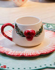 CANECA DE CERÂMICA FEITA À MÃO AZEVINHOS NATAL
