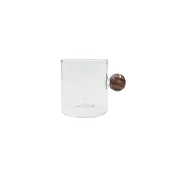 XÍCARA DE VIDRO ESFERA MADEIRA