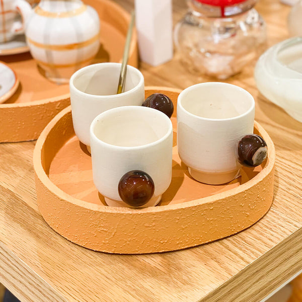 XÍCARA DE CERÂMICA ARTESANAL COM AGATA