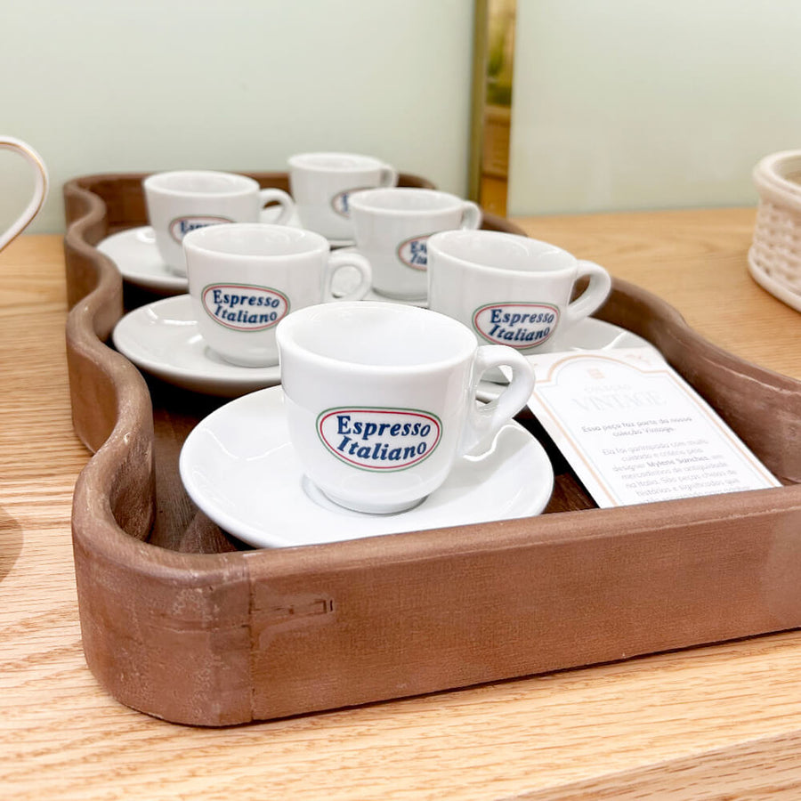 SET 6 XÍCARAS CAFÉ EXPRESSO PORCELANA ALABARDA VINTAGE