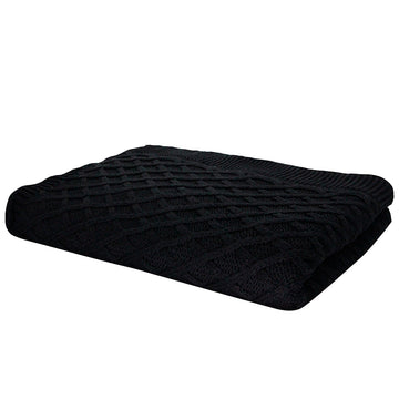 MANTA TRICOT PLUS LOSANGOS PRETO 130X180 CM