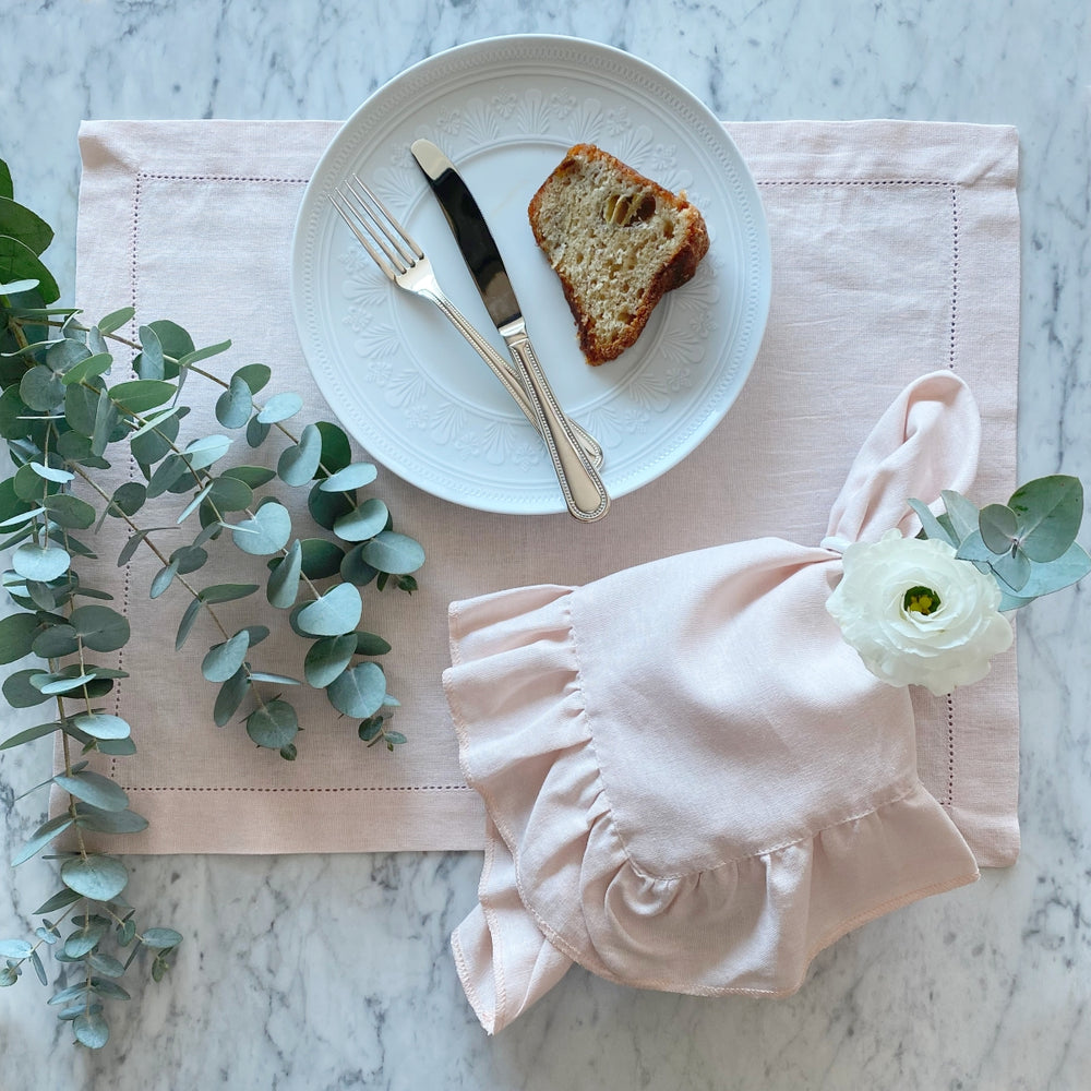 JOGO AMERICANO DE LINHO VISCO AJOUR CANDY ROSA 46X35 CM