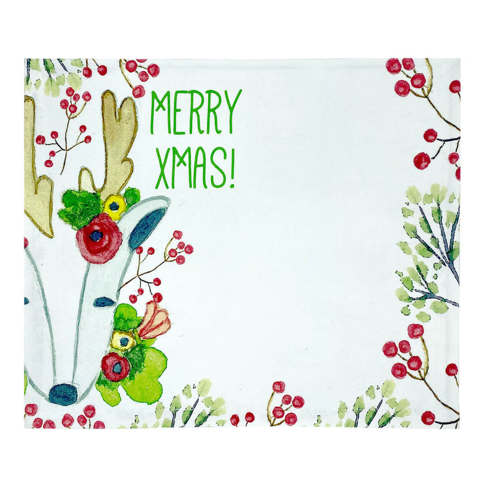 JOGO AMERICANO ESTAMPADO DE ALGODÃO RENAS DE NATAL 44X39 CM