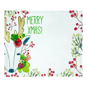 JOGO AMERICANO ESTAMPADO DE ALGODÃO RENAS DE NATAL 44X39 CM