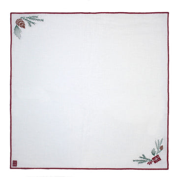 GUARDANAPO DE LINHO PURO NATAL PINHA 50X50CM
