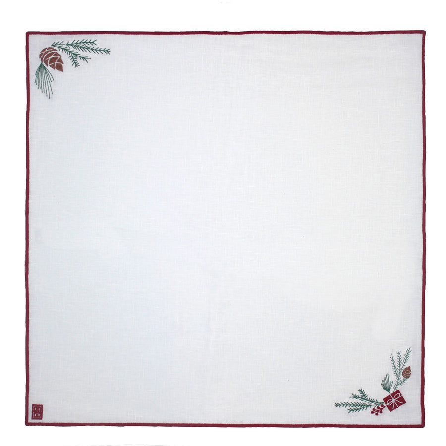 GUARDANAPO DE LINHO PURO NATAL PINHA 50X50CM