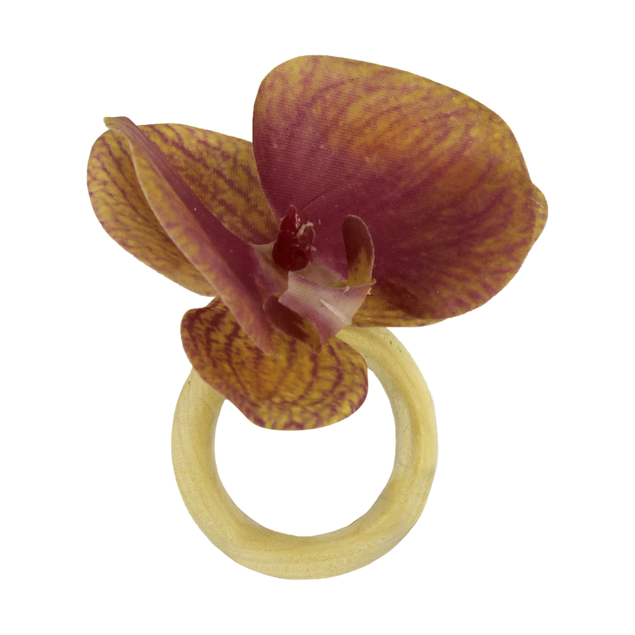 PORTA GUARDANAPO FLOR ARTIFICIAL ORQUÍDEA CORAL