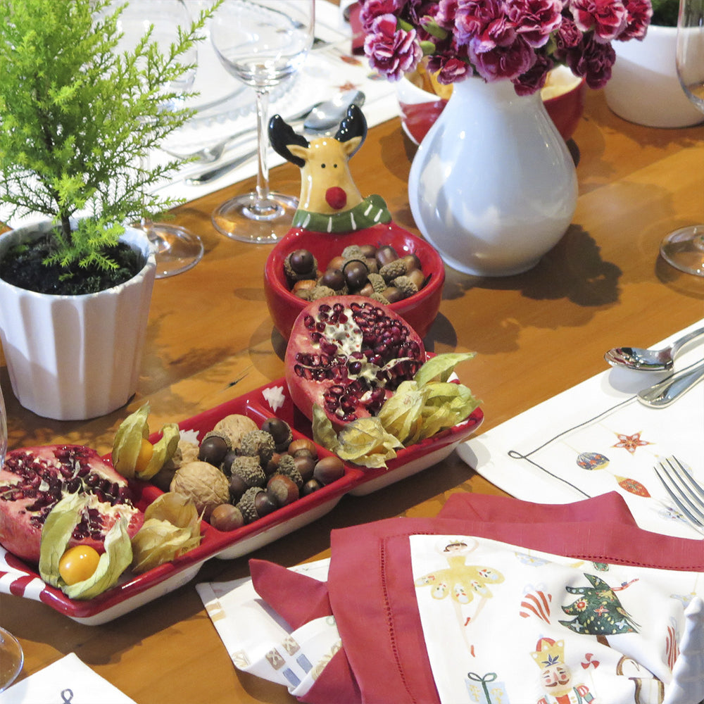 JOGO AMERICANO ALGODÃO FLAME COM PONTO AJOUR VERMELHO  46X37 CM