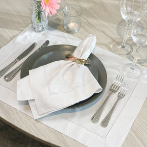 JOGO AMERICANO DE LINHO VISCO BARRA LARGA PREMIUM BRANCO 50X39  CM