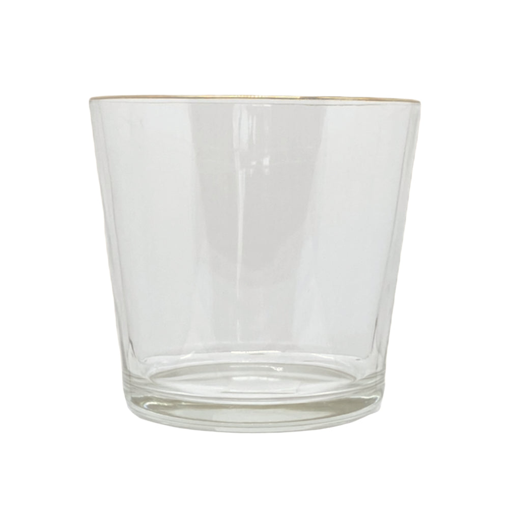 VASO DE VIDRO LIZ MÉDIO COM FRISO DOURADO 12CM