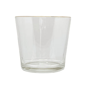VASO DE VIDRO LIZ MÉDIO COM FRISO DOURADO 12CM