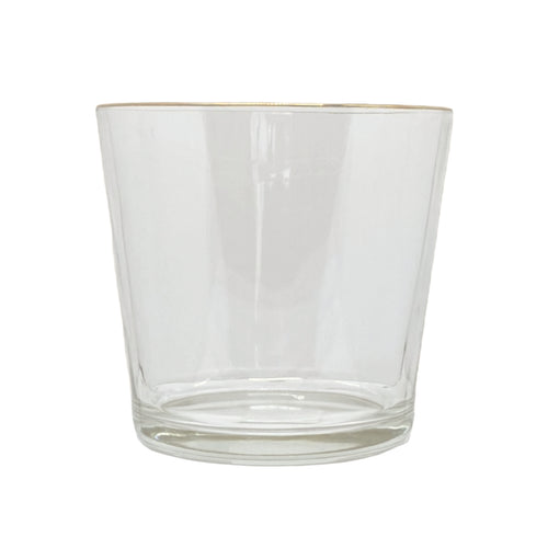 VASO DE VIDRO LIZ MÉDIO COM FRISO DOURADO 12CM