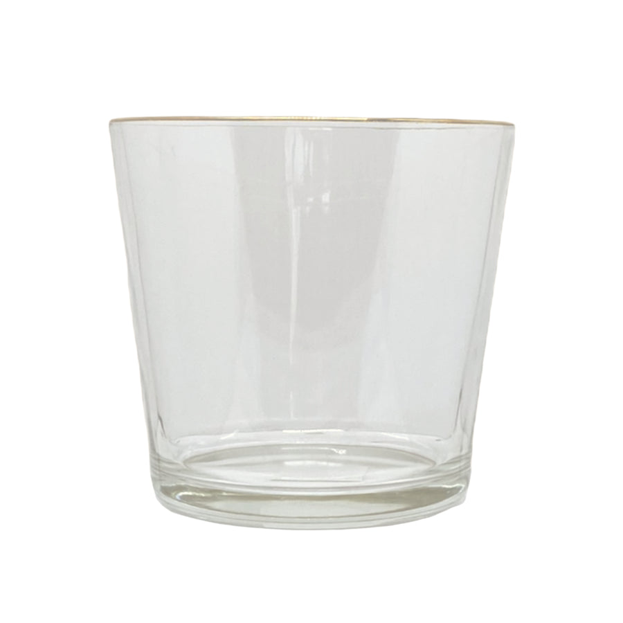 VASO DE VIDRO LIZ MÉDIO COM FRISO DOURADO 10,5 X 12,5 (H) CM