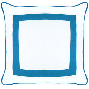 CAPA DE ALMOFADA LINHO LINO MARFIM E AZUL 55X55 CM