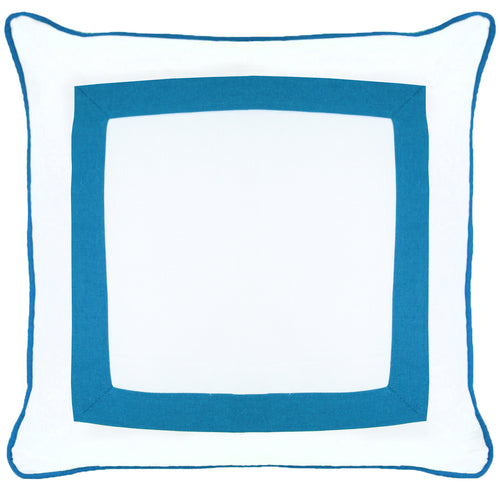 CAPA DE ALMOFADA LINHO LINO MARFIM E AZUL 55X55 CM