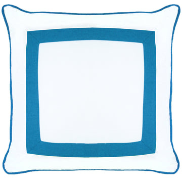 CAPA DE ALMOFADA LINHO LINO MARFIM E AZUL 55X55 CM