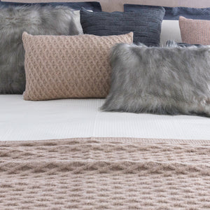 CAPA DE ALMOFADA LOSANGOS CASHMERE TOUCH RETANGULAR BEGE 60X40 CM