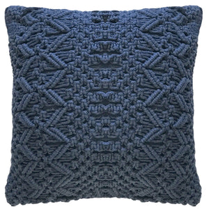 CAPA DE ALMOFADA DE MACRAMÊ AZUL 50X50CM