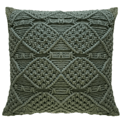 CAPA DE ALMOFADA DE MACRAMÊ VERDE 50X50CM
