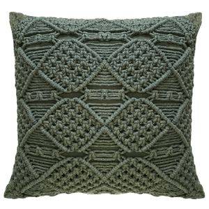 CAPA DE ALMOFADA DE MACRAMÊ VERDE 50X50CM