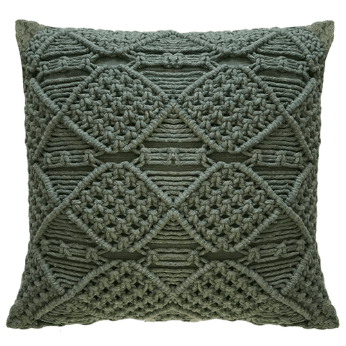 CAPA DE ALMOFADA DE MACRAMÊ VERDE 50X50CM