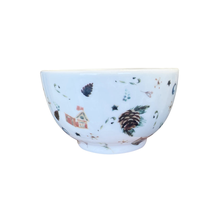 BOWL DE PORCELANA PINHA BRANCO 14 X 7(H) CM