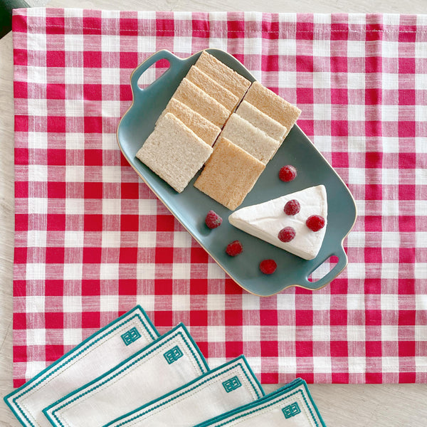 CAMINHO DE MESA VICHY DE ALGODÃO ROSA 160X43 CM