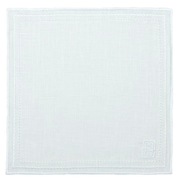 SET GUARDANAPOS DE COQUETEL LINHO PURO 6 UNID BRANCO 18X18 CM