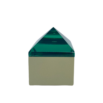 CAIXA PIRÂMIDE VERDE P 9X9 CM