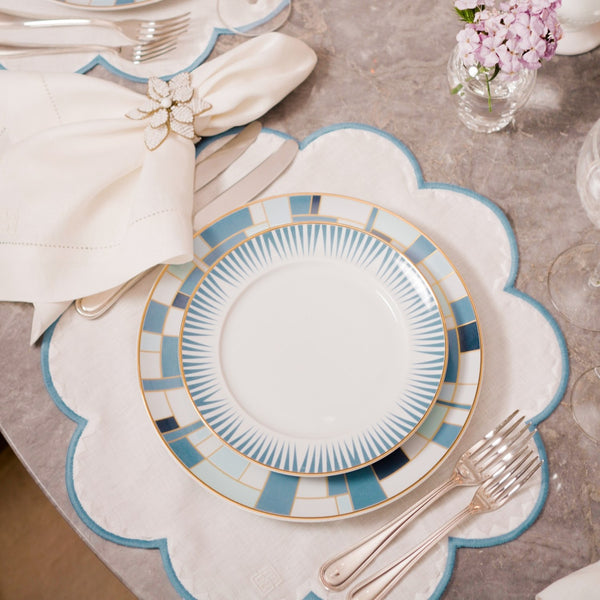 JOGO AMERICANO DE LINHO PURO DECO REDONDO BRANCO 43 CM