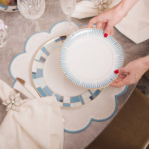 JOGO AMERICANO DE LINHO PURO DECO REDONDO BRANCO 43 CM