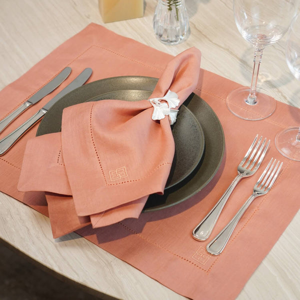 guardanapo de linho puro rosa