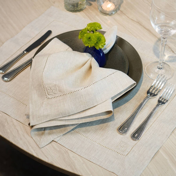 JOGO AMERICANO DE LINHO PURO BARRA LARGA PREMIUM NATURAL 50X39 CM