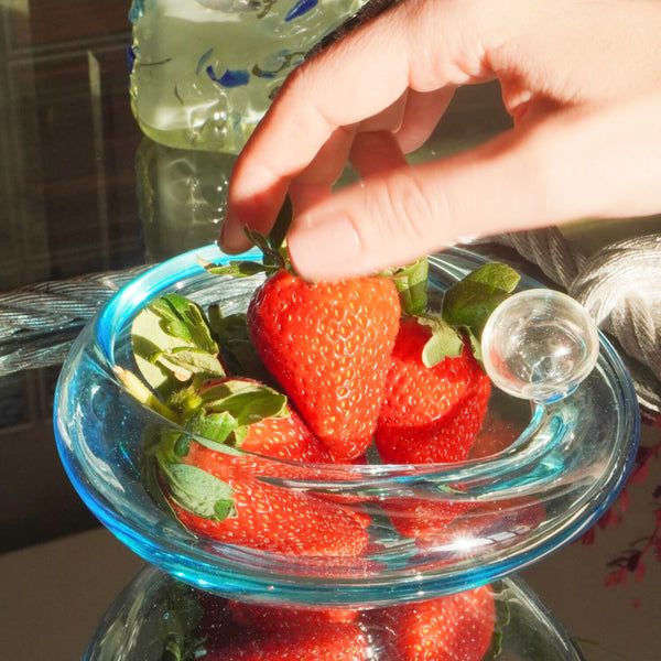 BOWL BUBBLE DE VIDRO SOPRADO À MÃO TURQUESA