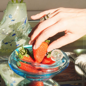 BOWL BUBBLE DE VIDRO SOPRADO À MÃO TURQUESA
