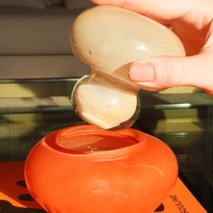 BOMBONIERE BUBBLE DE VIDRO SOPRADO À MÃO LARANJA