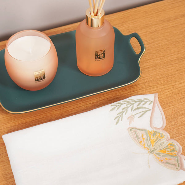 TOALHA DE LAVABO LINHO PURO BORBOLETA 30 X 50 CM