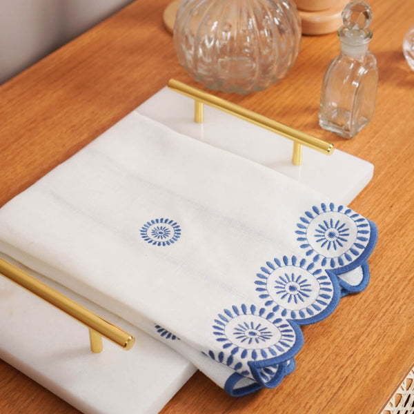 TOALHA DE LAVABO LINHO PURO BLEU 30 X 50 CM