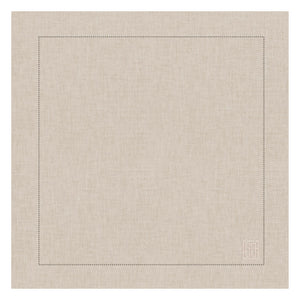 GUARDANAPO DE LINHO PURO BARRA LARGA PREMIUM NATURAL 55X55 CM