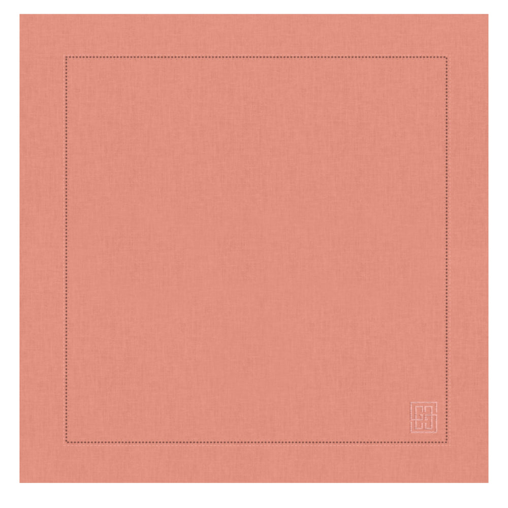 GUARDANAPO DE LINHO PURO BARRA LARGA PREMIUM ROSA 55X55 CM