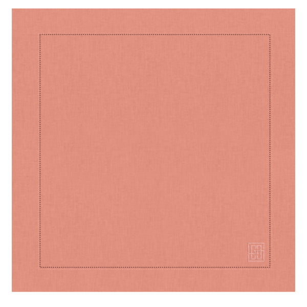 GUARDANAPO DE LINHO PURO BARRA LARGA PREMIUM ROSA 55X55 CM