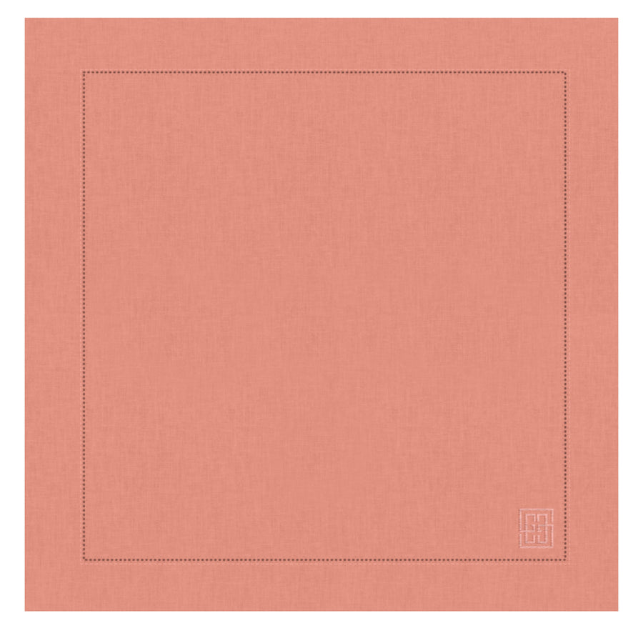 GUARDANAPO DE LINHO PURO BARRA LARGA PREMIUM ROSA 55X55 CM