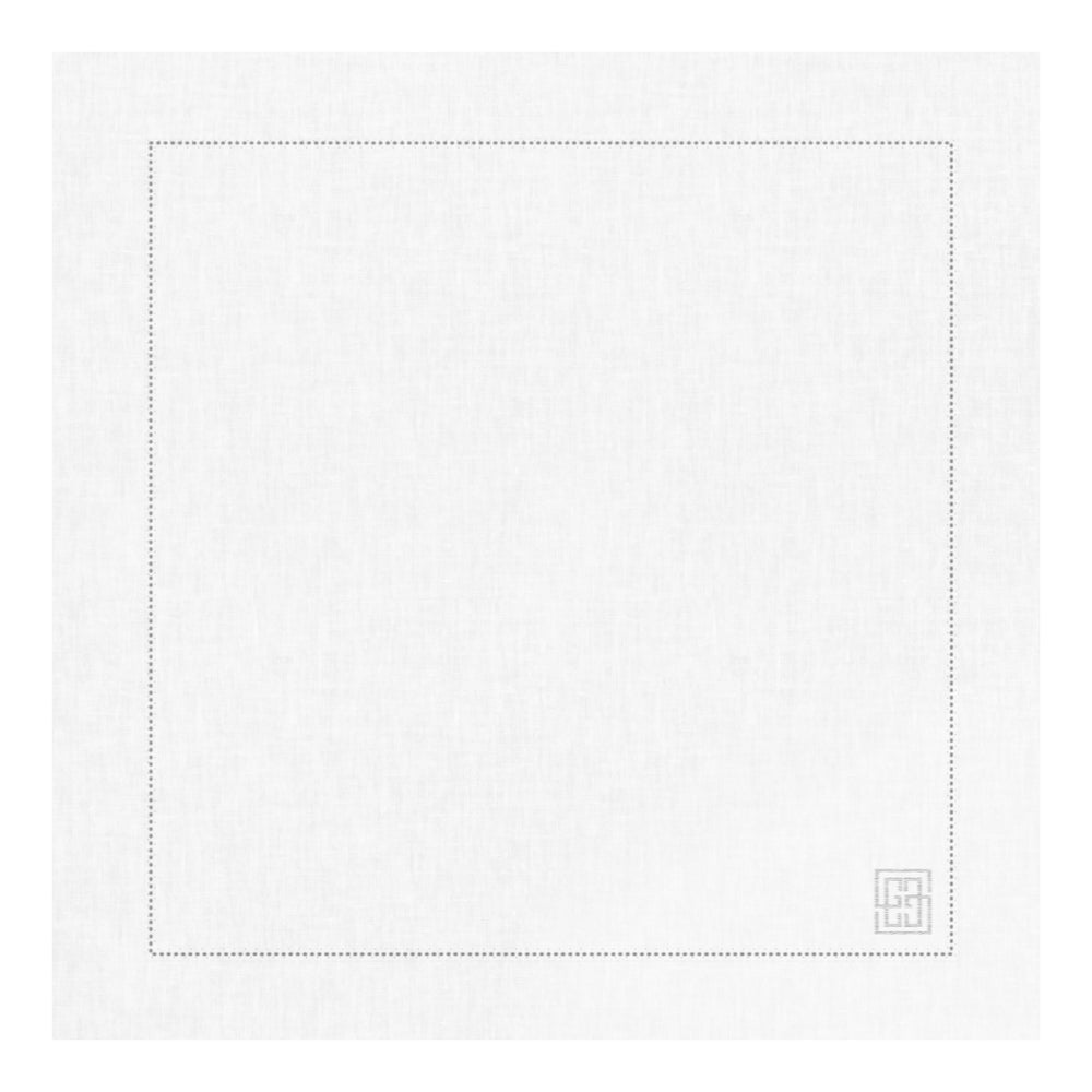 GUARDANAPO DE LINHO VISCO BARRA LARGA PREMIUM BRANCO 55X55 CM