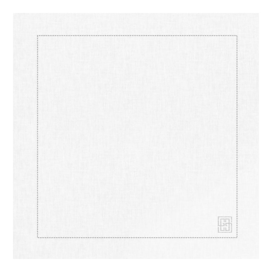 GUARDANAPO DE LINHO VISCO BARRA LARGA PREMIUM BRANCO 55X55 CM