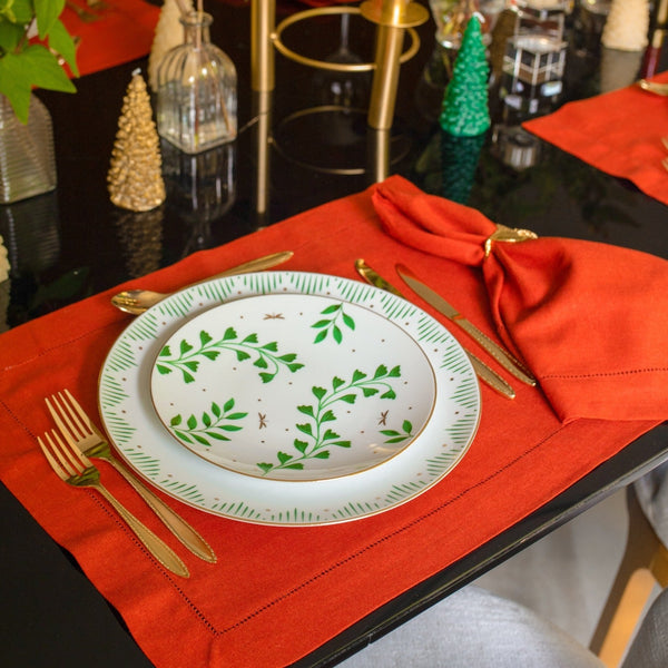 JOGO AMERICANO LINHO VISCO BARRA LARGA PREMIUM VERMELHO 50X39  CM