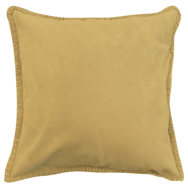 CAPA DE ALMOFADA CAMURÇA NATURAL TRANÇAS AMARELO 50X50 CM