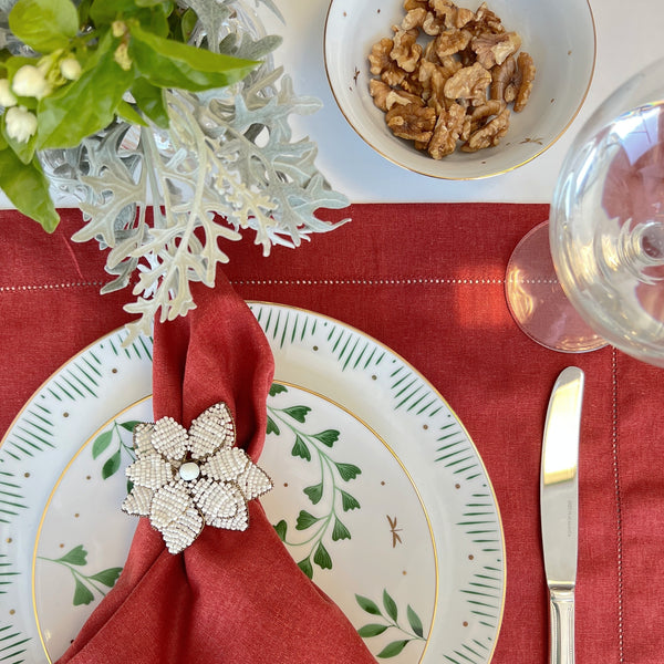 JOGO AMERICANO LINHO VISCO BARRA LARGA PREMIUM VERMELHO 50X39  CM